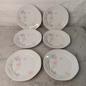 Mitterteich Bavaria 7 1/2" Porcelain Salad Plates Flowers Vintage Set of 6
